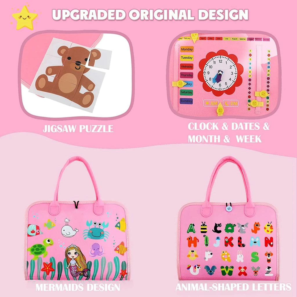 Montessori Toddler Busy Board,Autism Sensory Toys，Educational Activity Motor Skills Baby, Life Skills Learning Toys for Kids