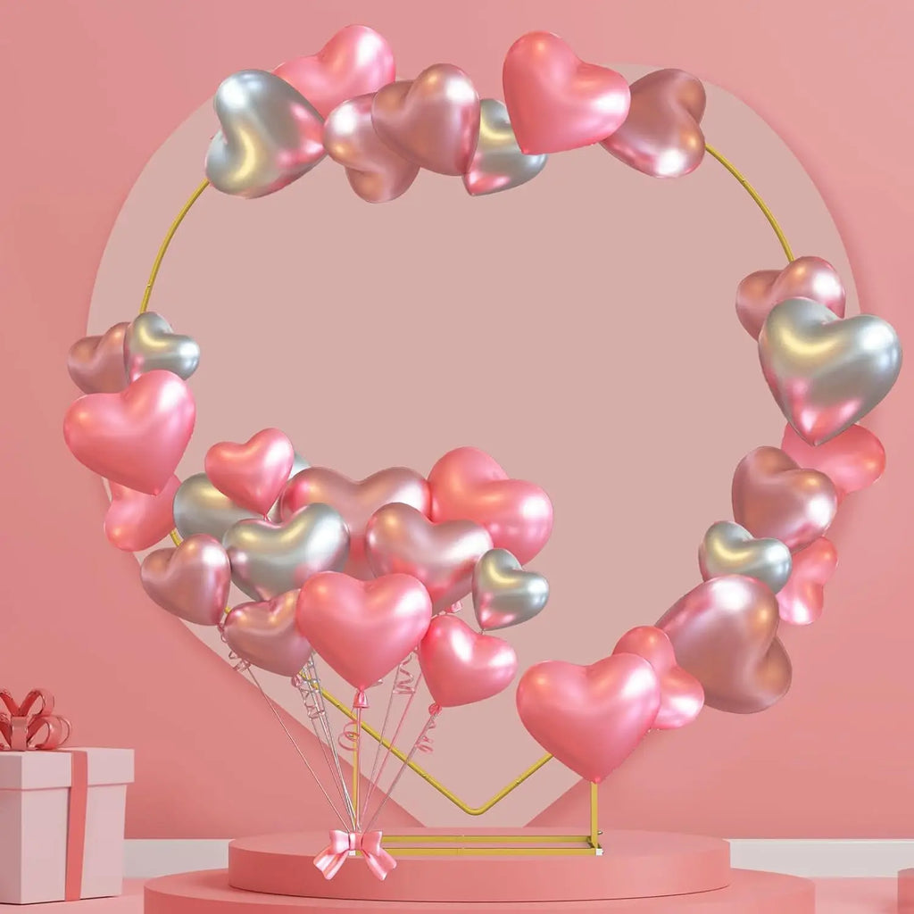 Heart Shape Balloon Arch, Wedding Metal Backdrop Stand, Love Flowers Arch Frame for Wedding Ceremony, Bridal, Valentine's Day