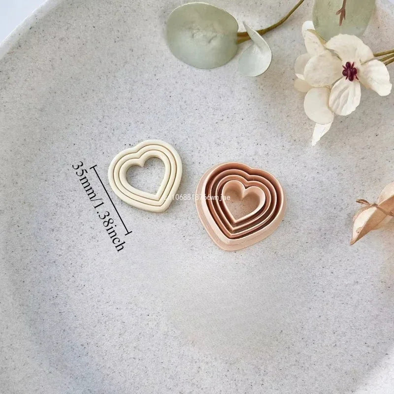 Love Heart Polymer Clay Cutters Valentine's Day Sweet Series Heart Shape Soft Pottery Clay Molds Earrings Jewelry Cutting Tools