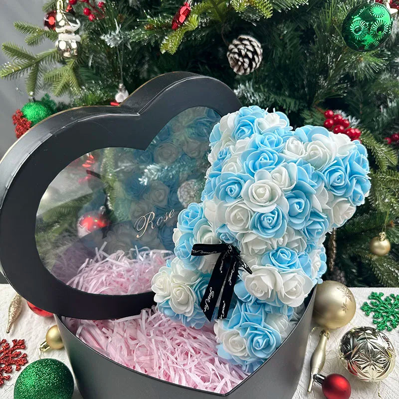 25cm rose bear artificial flower teddy bear female girlfriend gift love flower Valentine's Day anniversary birthday decoration