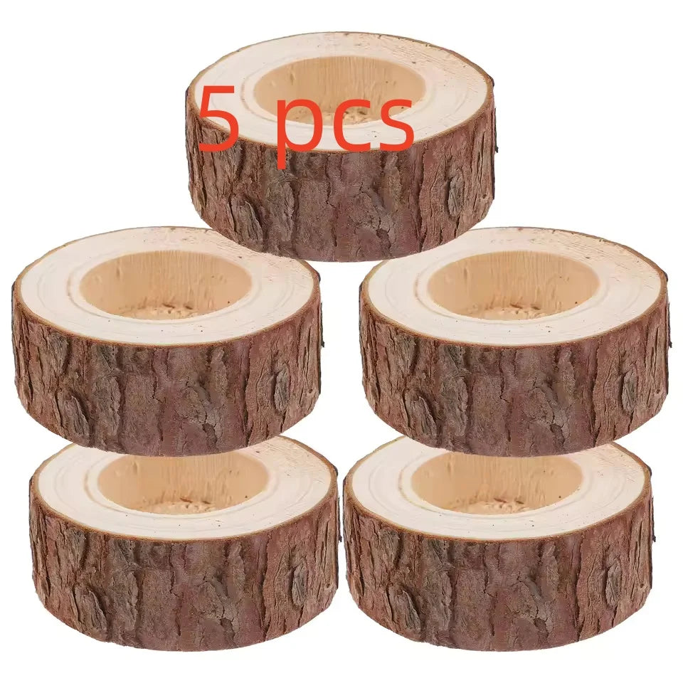 Wood Tea Light Candle Holders Rustic Tealight Candlestick Home Table Wedding Birthday Party Valentine's Day Home Decorations