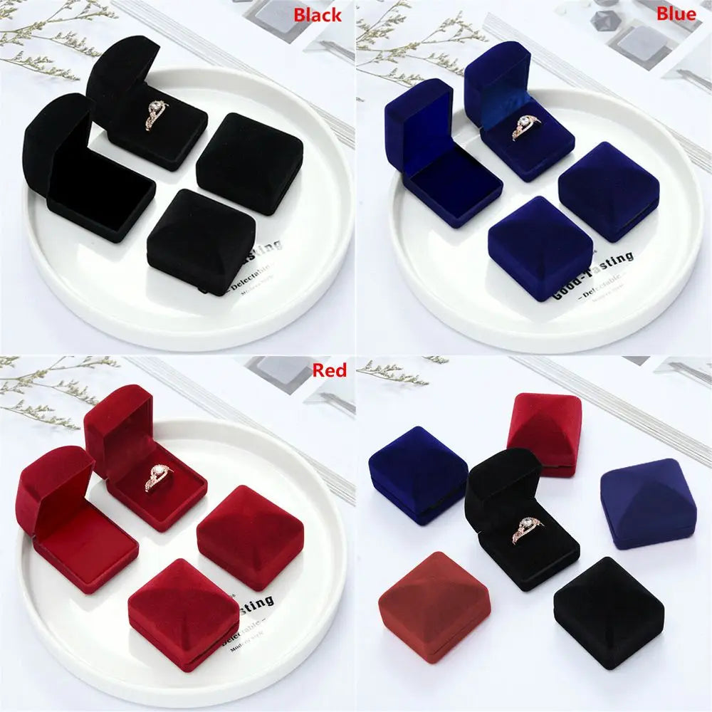 Engagement Black Velvet Ring Box Jewelry Display Storage Foldable Case For Wedding Ring Valentine's Day Gift Organizer