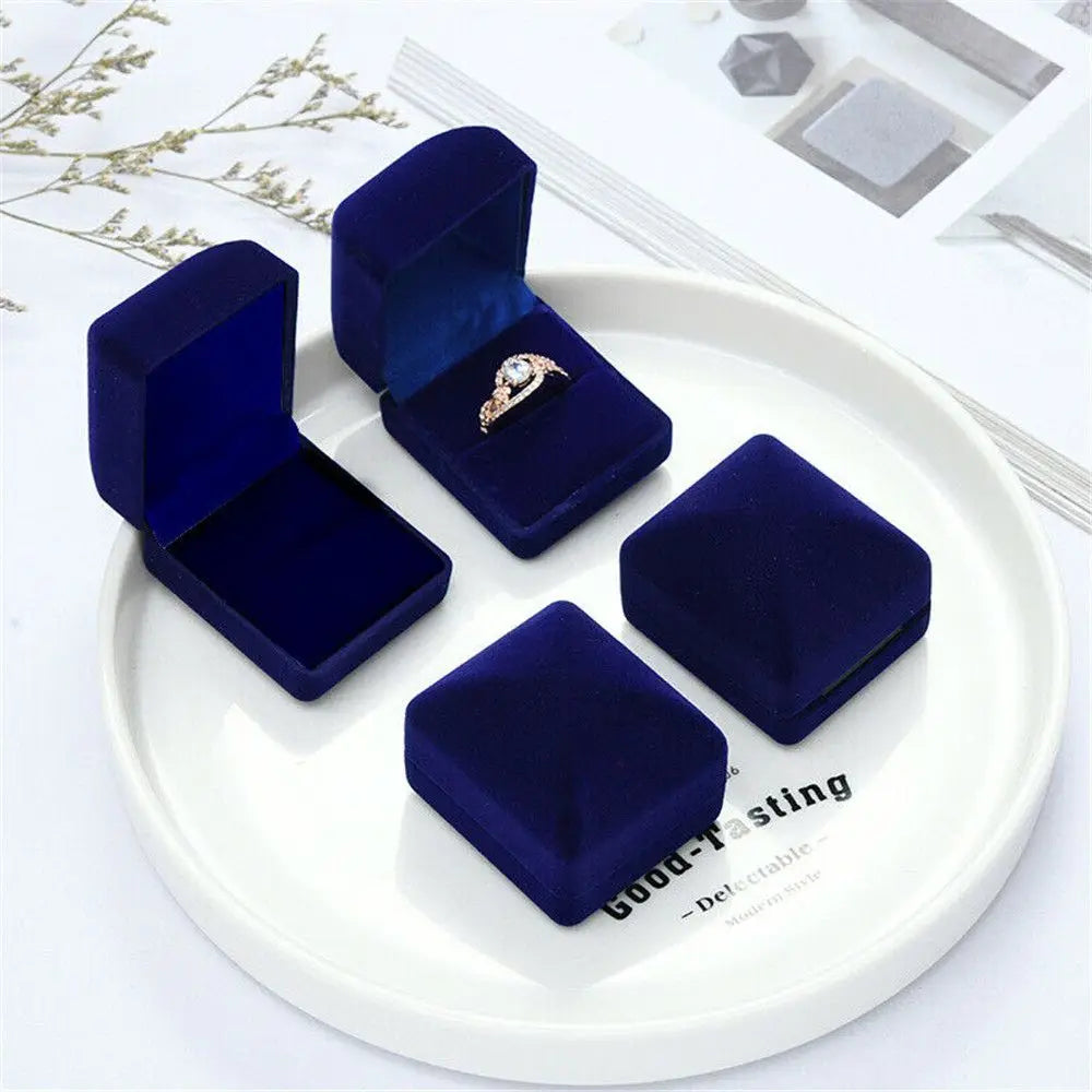 Engagement Black Velvet Ring Box Jewelry Display Storage Foldable Case For Wedding Ring Valentine's Day Gift Organizer