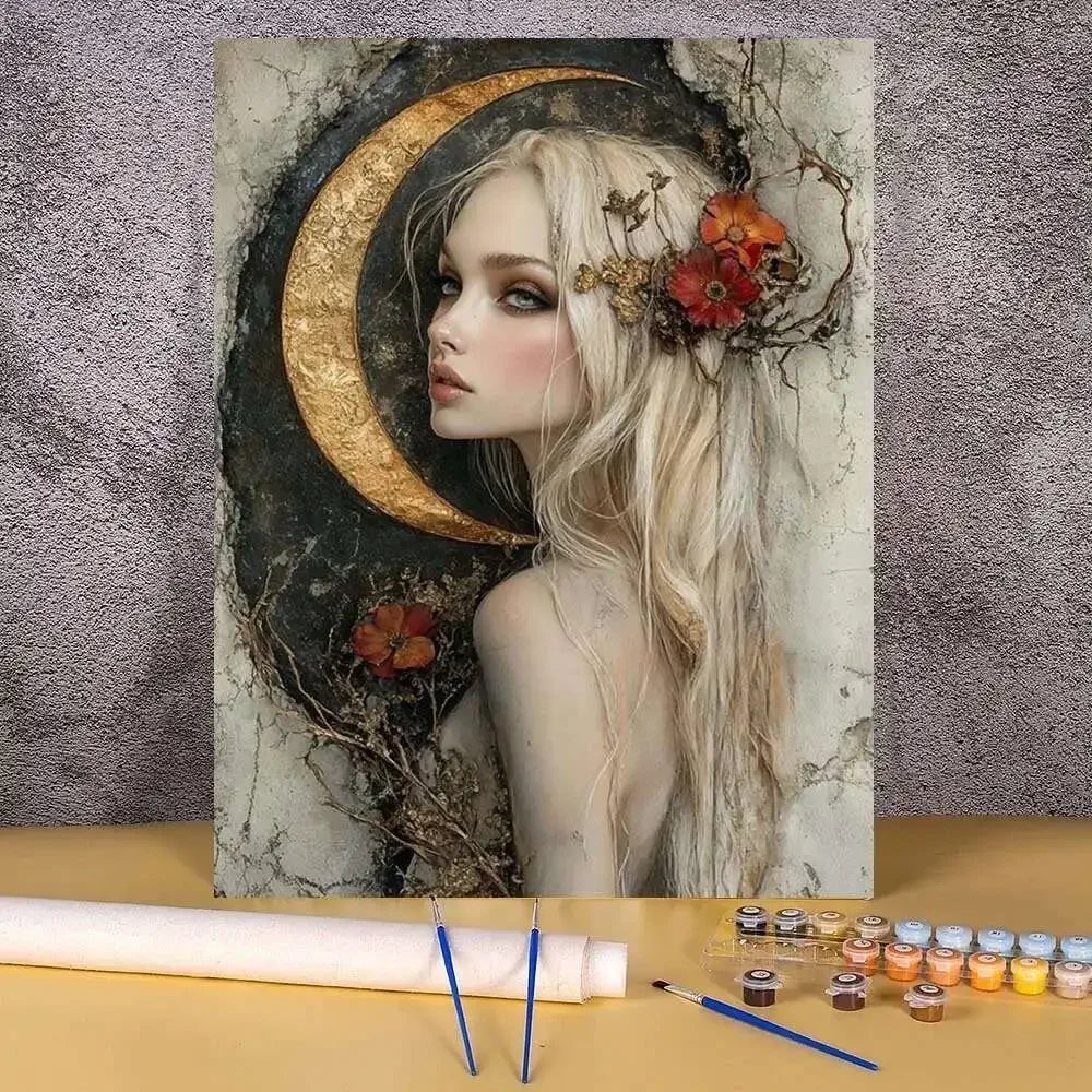 Adults Paint By Number Drawing On Canvas HandPainted Art DIY Pictures By Numbers Kit Home Decor Mysterious Hat Women Painting