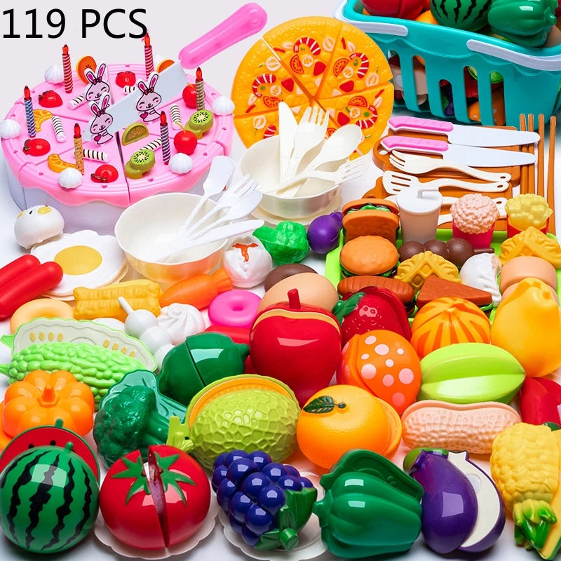 DIY Fruit Cutting Toys Vegetables Fruits And Vegetables Parent-Child Simulation Kitchen Food Children's Birthday Gifts
