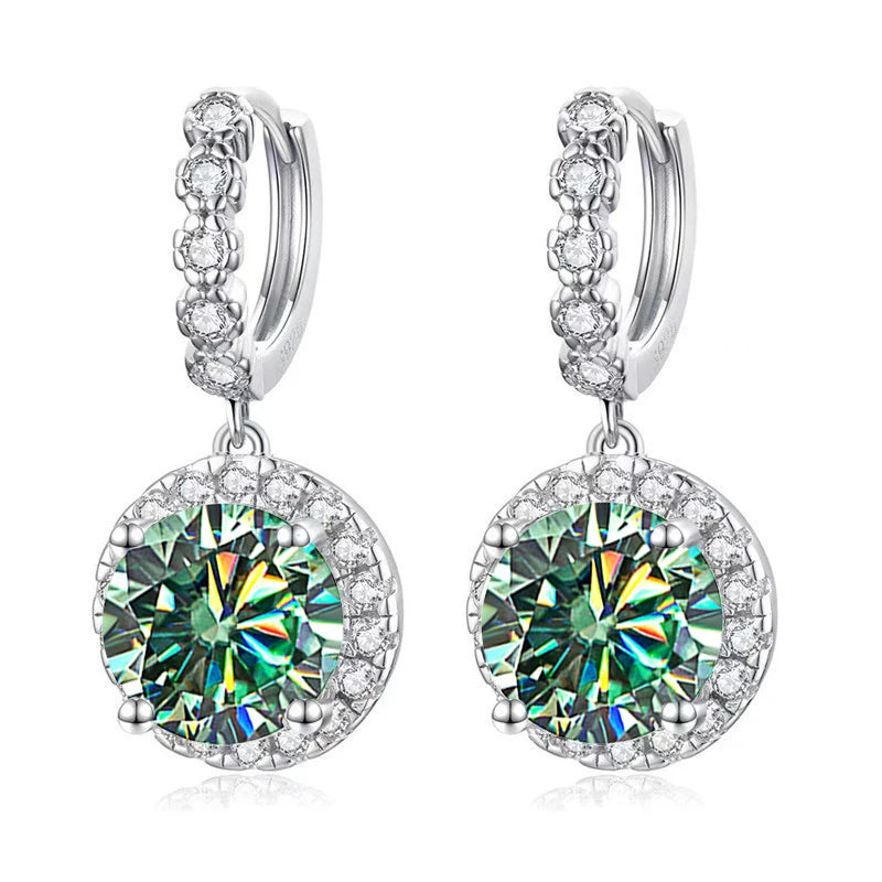 JOIAS HOME moissanite Silver 925 Classic Round D Color Jewel Earrings, Fashionable and Elegant Valentine's Day Gift for Wife