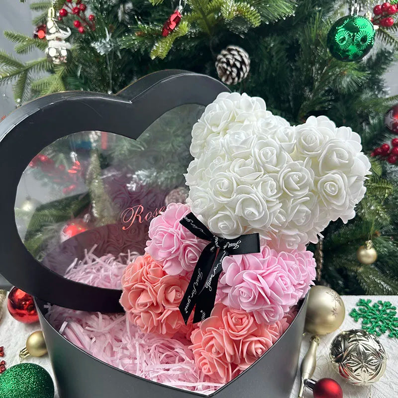 25cm rose bear artificial flower teddy bear female girlfriend gift love flower Valentine's Day anniversary birthday decoration