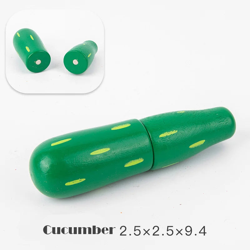 Magnetic Wooden Cutting Fruits Vegetables Pretend Play Simulation Kitchen Toys Classic Game Montessori Educational Toys For Kids