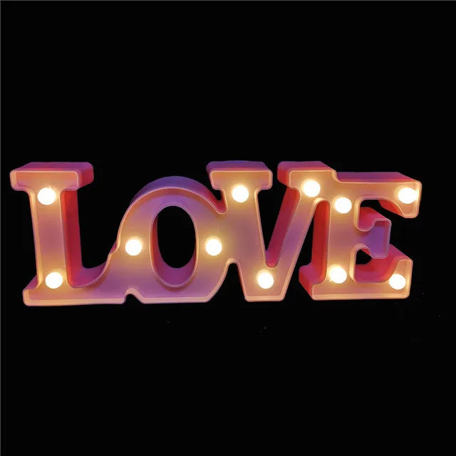 3D Love Heart Marquee Letter Lamps Indoor Christmas Decorative Lamps LED Night Light Wedding Decor Romantic Valentine's Day Gift