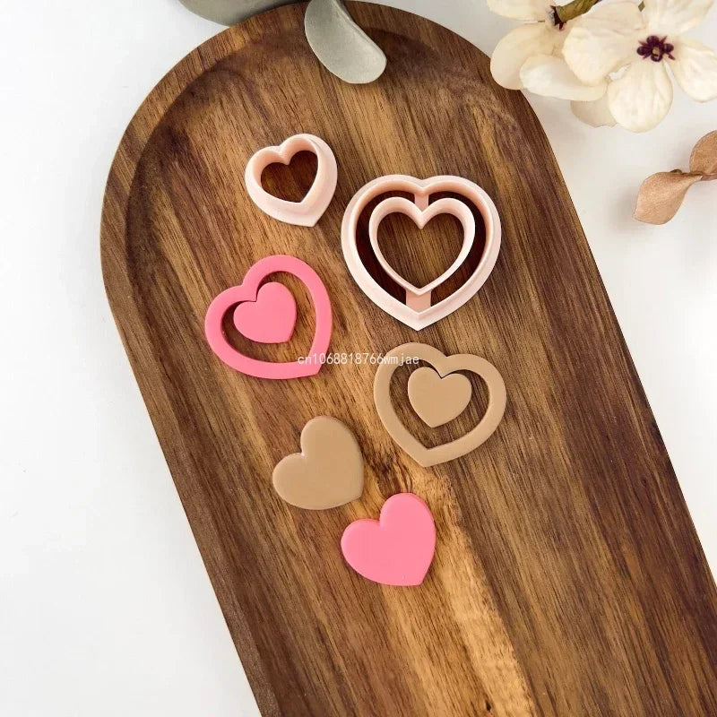 Love Heart Polymer Clay Cutters Valentine's Day Sweet Series Heart Shape Soft Pottery Clay Molds Earrings Jewelry Cutting Tools
