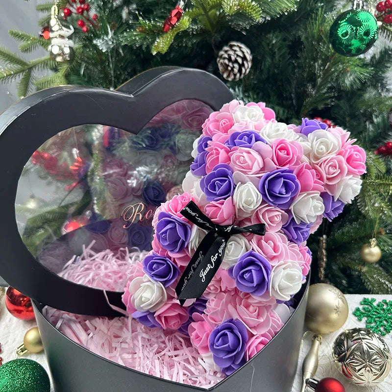 25cm rose bear artificial flower teddy bear female girlfriend gift love flower Valentine's Day anniversary birthday decoration