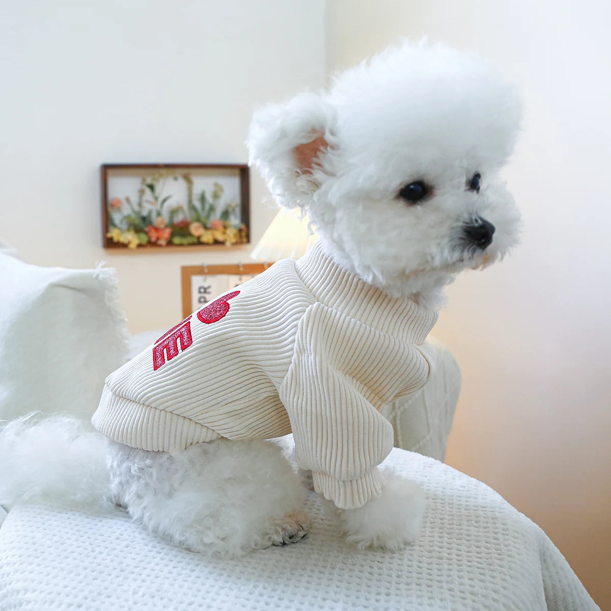 1PC Heart of Hearts Crew Neck Pet Clothes Dog Cat Autumn Thickened Warm Pullover Fir