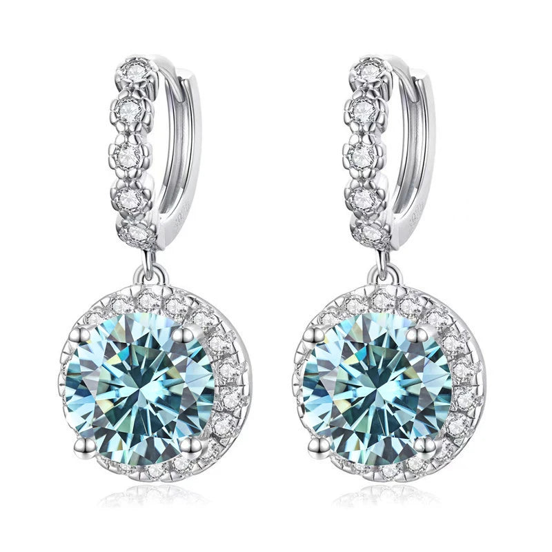 JOIAS HOME moissanite Silver 925 Classic Round D Color Jewel Earrings, Fashionable and Elegant Valentine's Day Gift for Wife