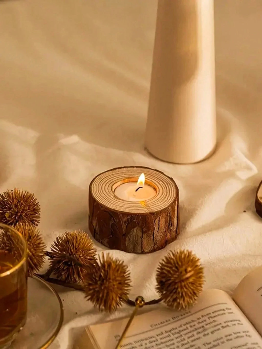 Wood Tea Light Candle Holders Rustic Tealight Candlestick Home Table Wedding Birthday Party Valentine's Day Home Decorations