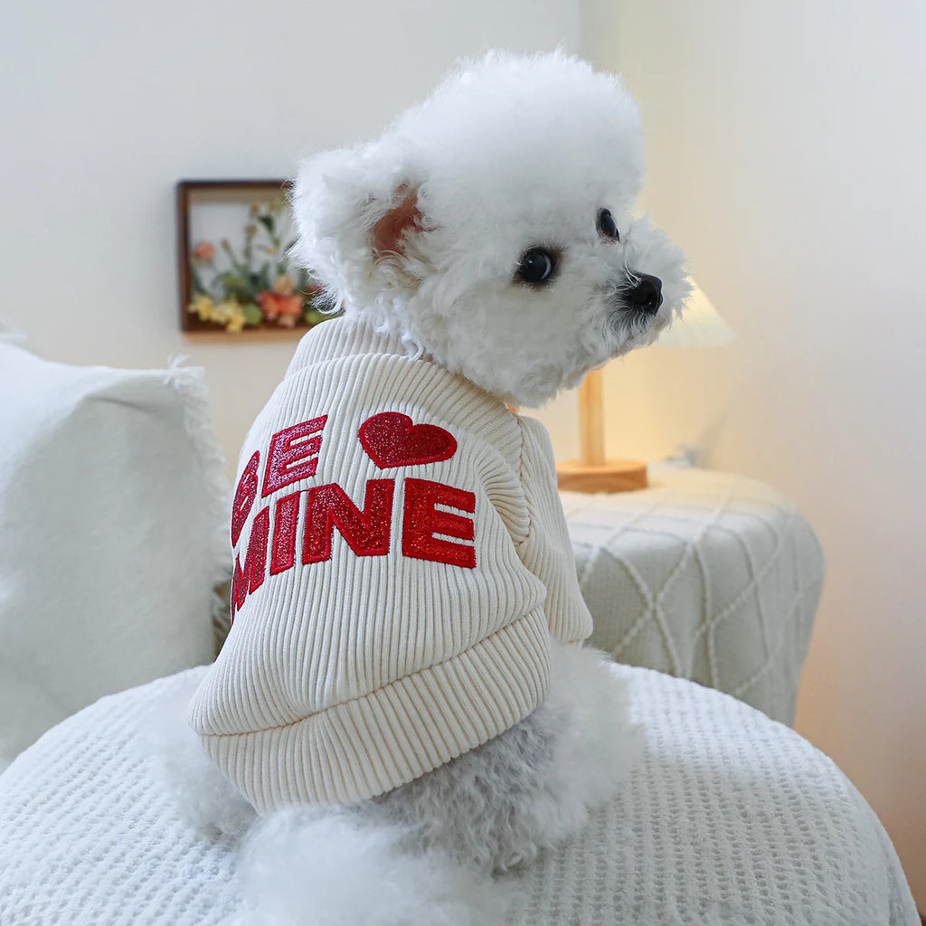 1PC Heart of Hearts Crew Neck Pet Clothes Dog Cat Autumn Thickened Warm Pullover Fir