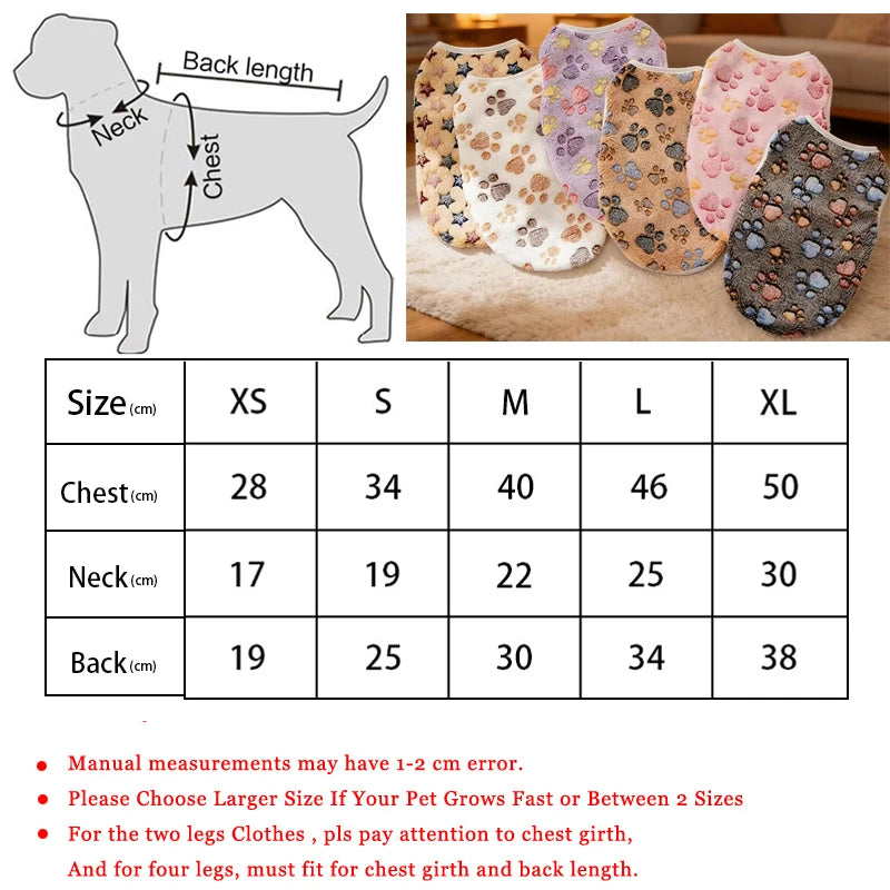 Flannel Dog Clothes & Blanket Sets Pet Clothes for Small Medium Dogs Soft Puppy Vest Cute Paw Print Clothes Blanket for Cat Dog