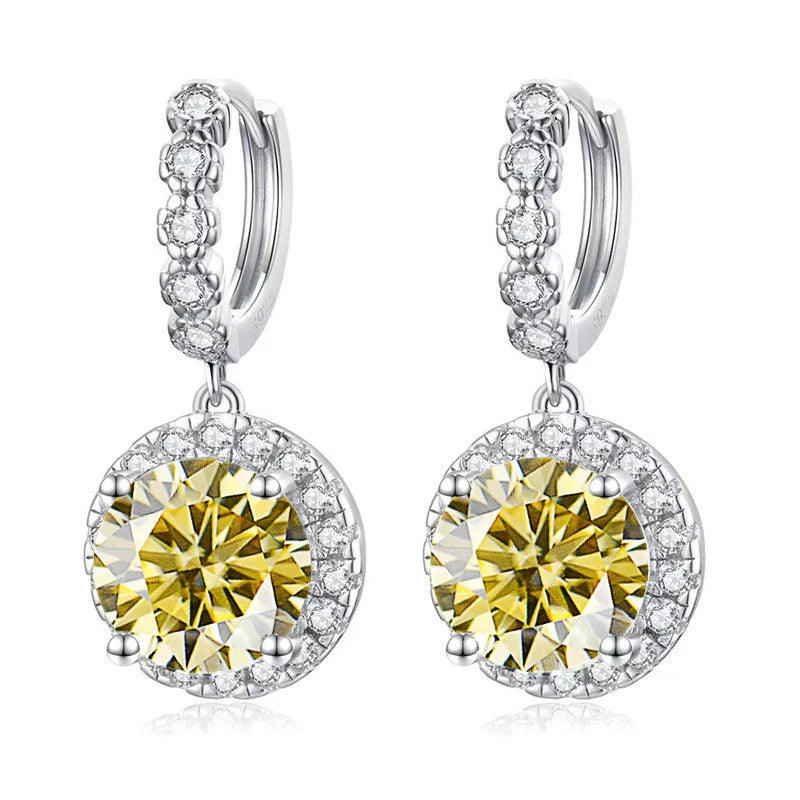JOIAS HOME moissanite Silver 925 Classic Round D Color Jewel Earrings, Fashionable and Elegant Valentine's Day Gift for Wife