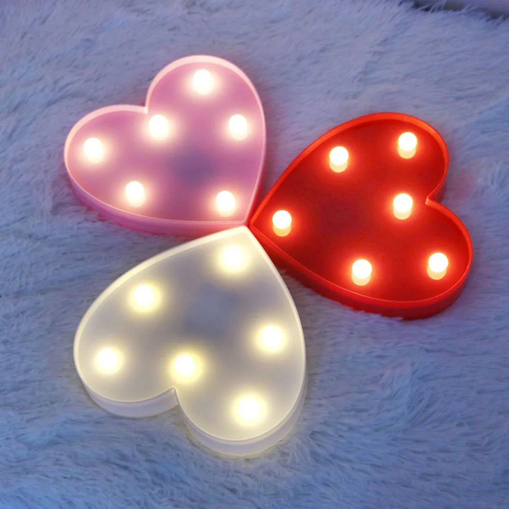 3D Love Heart Marquee Letter Lamps Indoor Christmas Decorative Lamps LED Night Light Wedding Decor Romantic Valentine's Day Gift