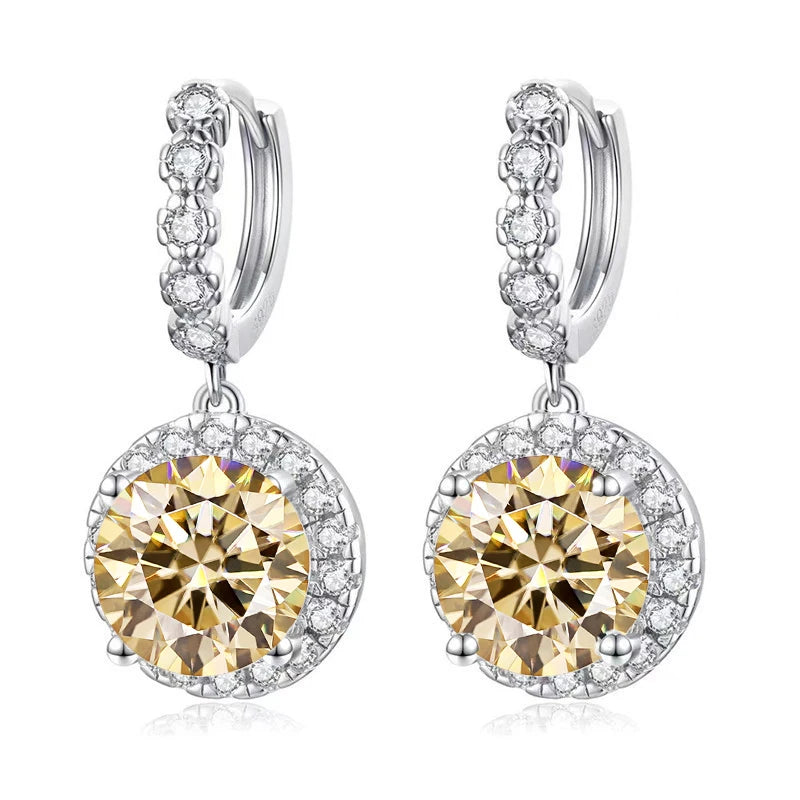 JOIAS HOME moissanite Silver 925 Classic Round D Color Jewel Earrings, Fashionable and Elegant Valentine's Day Gift for Wife