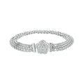 Bamoer 925 Sterling Silver Rose Basic Bracelet Hollow-out Wide Band Chain Platinum Plated for Women Valentine's Day Gift SCB265