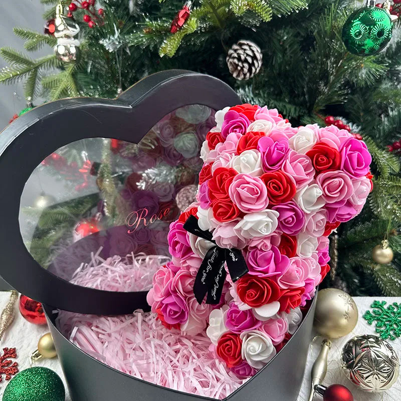 25cm rose bear artificial flower teddy bear female girlfriend gift love flower Valentine's Day anniversary birthday decoration
