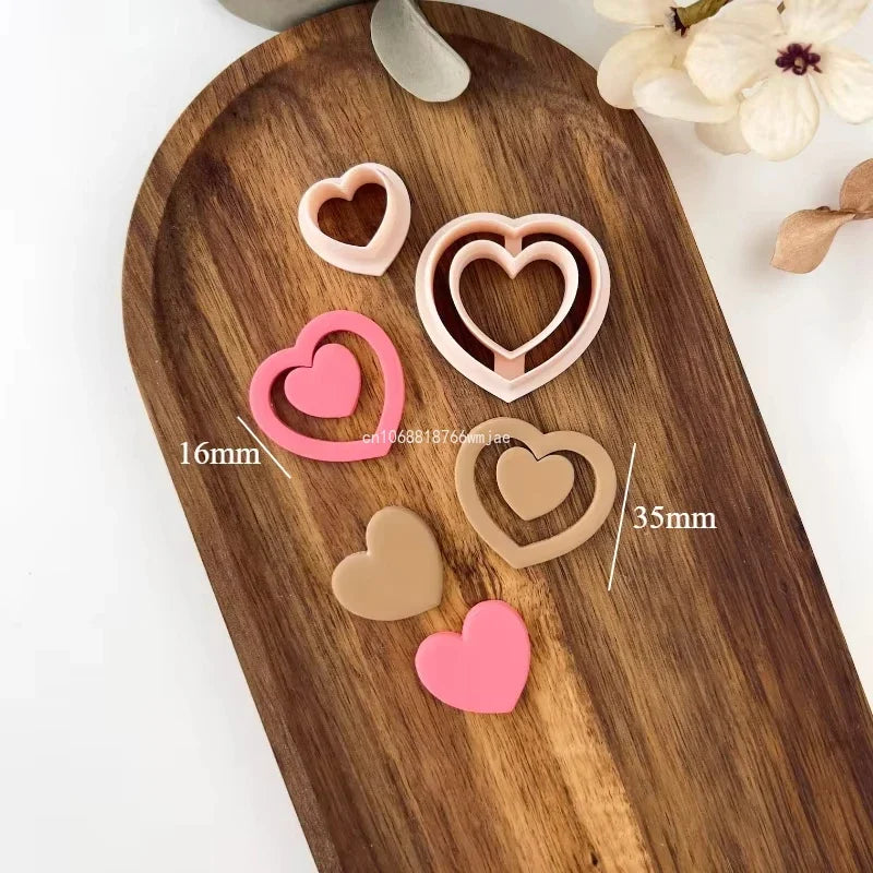 Love Heart Polymer Clay Cutters Valentine's Day Sweet Series Heart Shape Soft Pottery Clay Molds Earrings Jewelry Cutting Tools