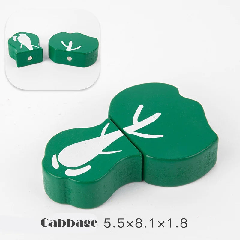 Magnetic Wooden Cutting Fruits Vegetables Pretend Play Simulation Kitchen Toys Classic Game Montessori Educational Toys For Kids