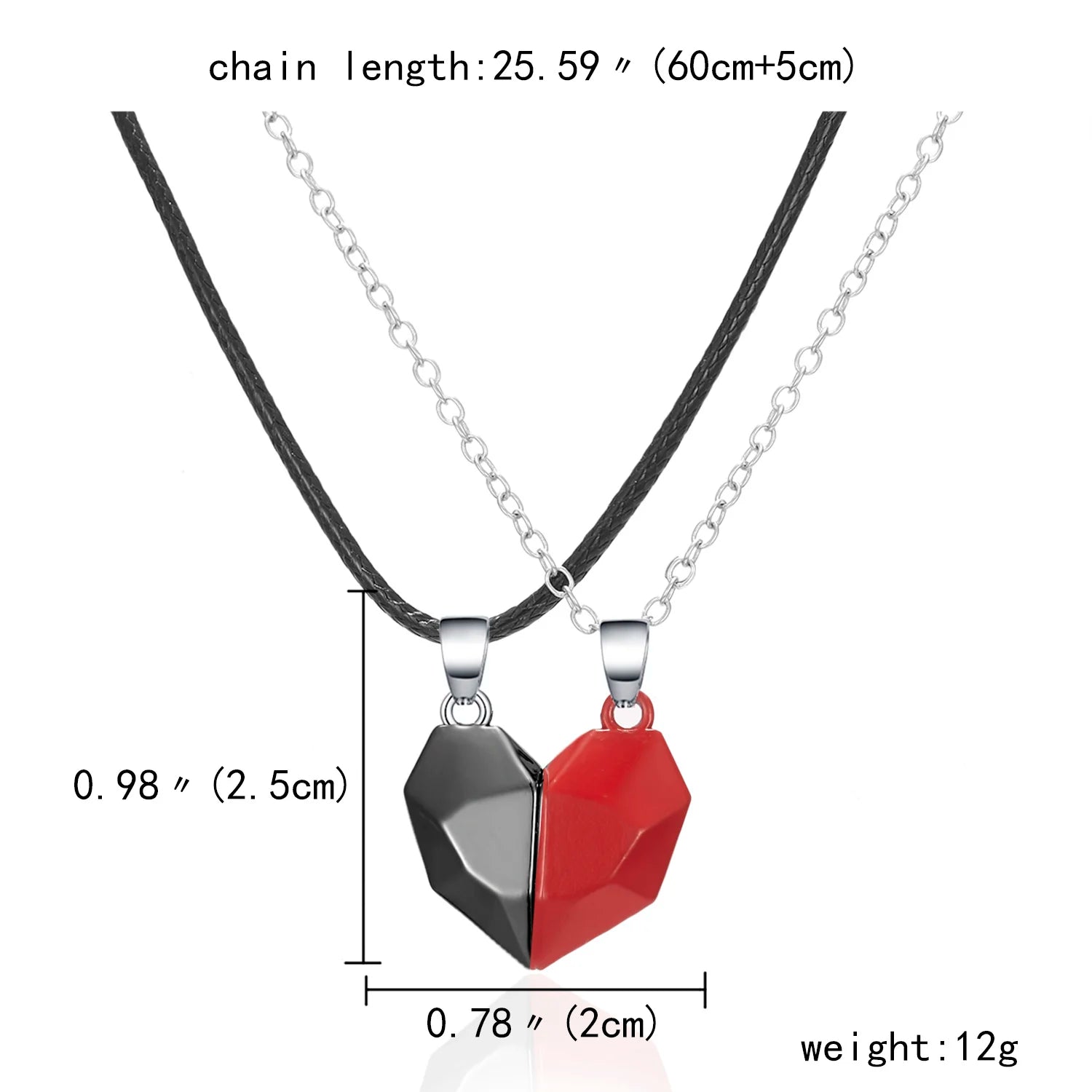 2PCS/SET Couple Necklaces Attarction Between Lovers Heart Magnetic Pendant Necklace For Women Valentine's Day Anniversary Gifts