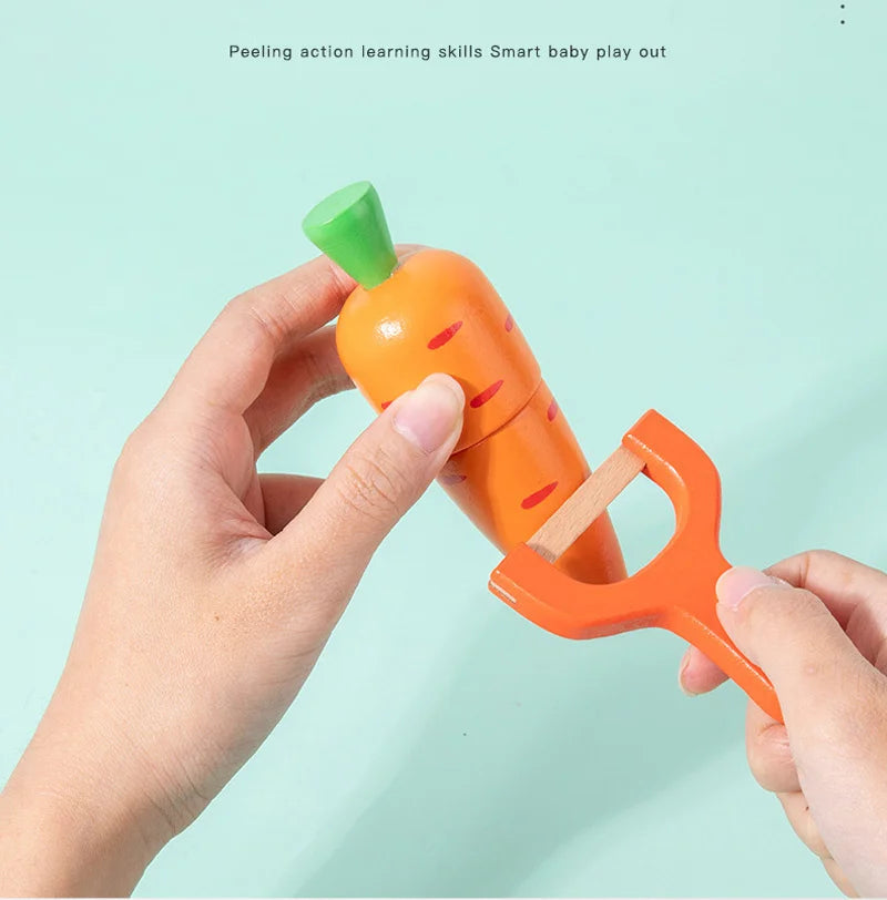 Magnetic Wooden Cutting Fruits Vegetables Pretend Play Simulation Kitchen Toys Classic Game Montessori Educational Toys For Kids