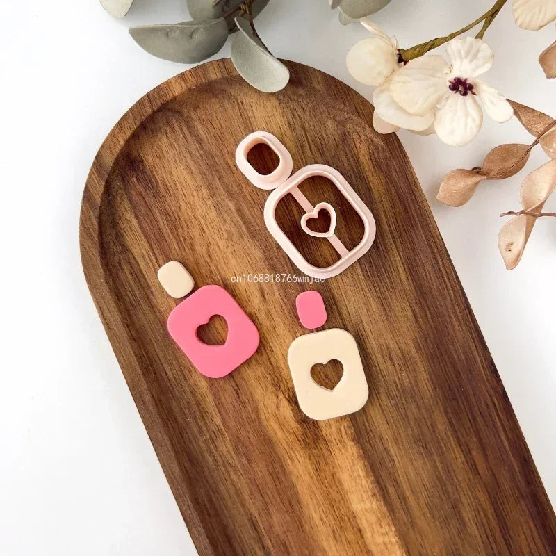 Love Heart Polymer Clay Cutters Valentine's Day Sweet Series Heart Shape Soft Pottery Clay Molds Earrings Jewelry Cutting Tools