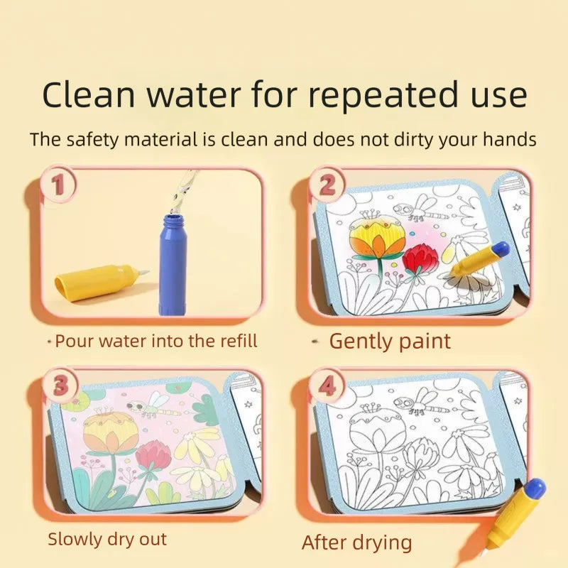 Magical Book Water Drawing Montessori Toys Reusable Coloring Book Magic Water Drawing Book Sensory Early Education for Children