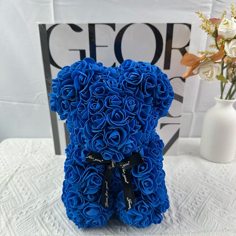 25cm rose bear artificial flower teddy bear female girlfriend gift love flower Valentine's Day anniversary birthday decoration
