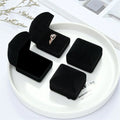 Engagement Black Velvet Ring Box Jewelry Display Storage Foldable Case For Wedding Ring Valentine's Day Gift Organizer