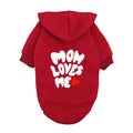 Mom Loves Me Dog Hoodie - Red Pet Sweater with Heart Design - Warm Outfit for Small Dogs & Puppies - I Love My Mom Gift