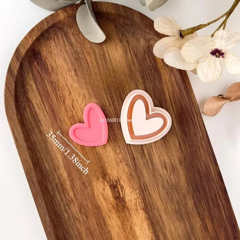 Love Heart Polymer Clay Cutters Valentine's Day Sweet Series Heart Shape Soft Pottery Clay Molds Earrings Jewelry Cutting Tools