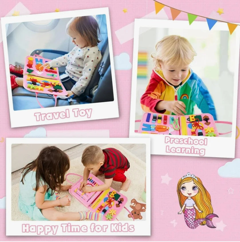 Montessori Toddler Busy Board,Autism Sensory Toys，Educational Activity Motor Skills Baby, Life Skills Learning Toys for Kids