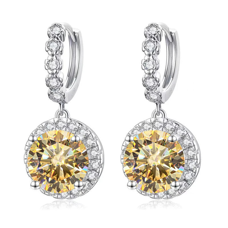 JOIAS HOME moissanite Silver 925 Classic Round D Color Jewel Earrings, Fashionable and Elegant Valentine's Day Gift for Wife