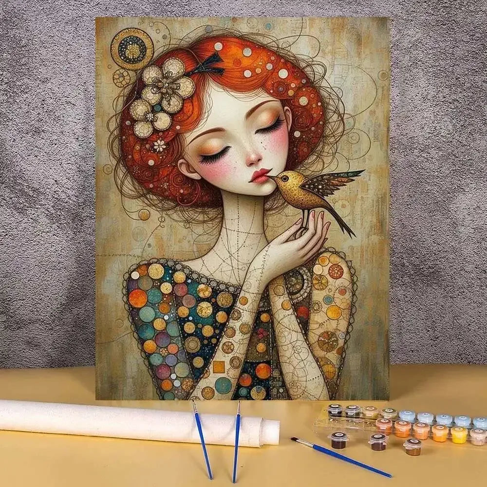 Adults Paint By Number Drawing On Canvas HandPainted Art DIY Pictures By Numbers Kit Home Decor Mysterious Hat Women Painting