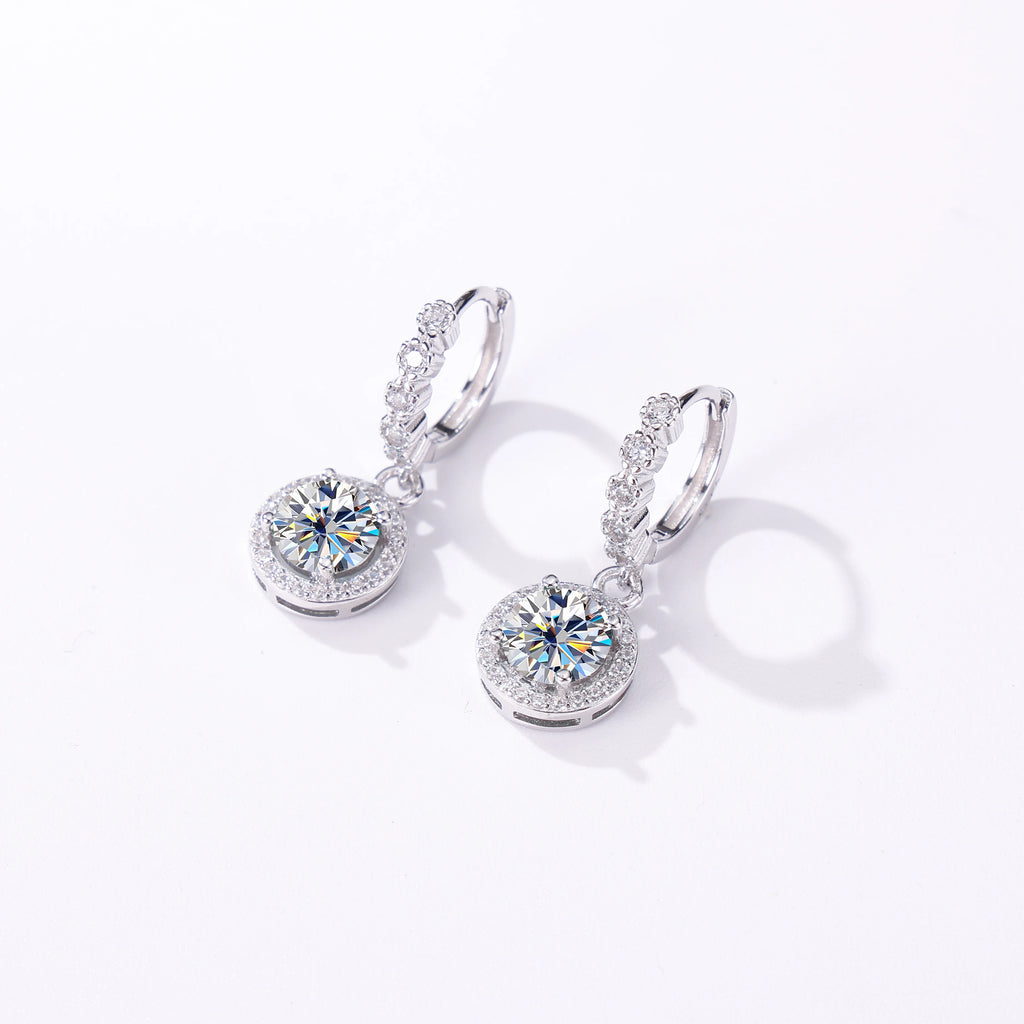 JOIAS HOME moissanite Silver 925 Classic Round D Color Jewel Earrings, Fashionable and Elegant Valentine's Day Gift for Wife