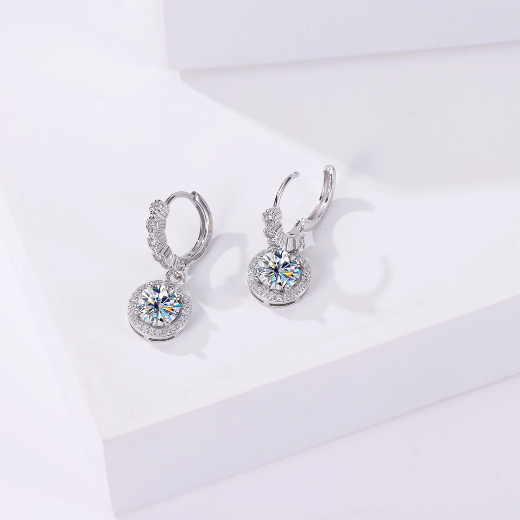 JOIAS HOME moissanite Silver 925 Classic Round D Color Jewel Earrings, Fashionable and Elegant Valentine's Day Gift for Wife
