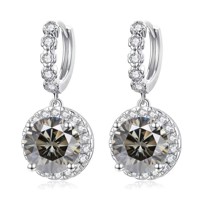 JOIAS HOME moissanite Silver 925 Classic Round D Color Jewel Earrings, Fashionable and Elegant Valentine's Day Gift for Wife