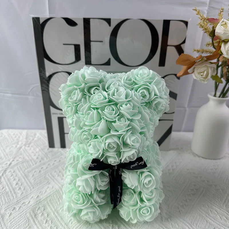 25cm rose bear artificial flower teddy bear female girlfriend gift love flower Valentine's Day anniversary birthday decoration