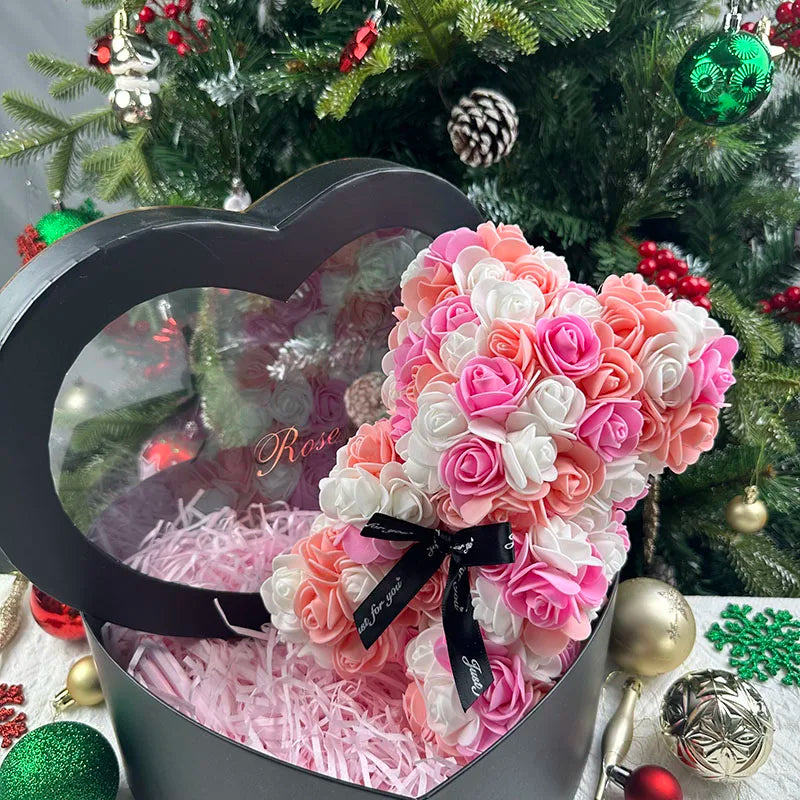25cm rose bear artificial flower teddy bear female girlfriend gift love flower Valentine's Day anniversary birthday decoration