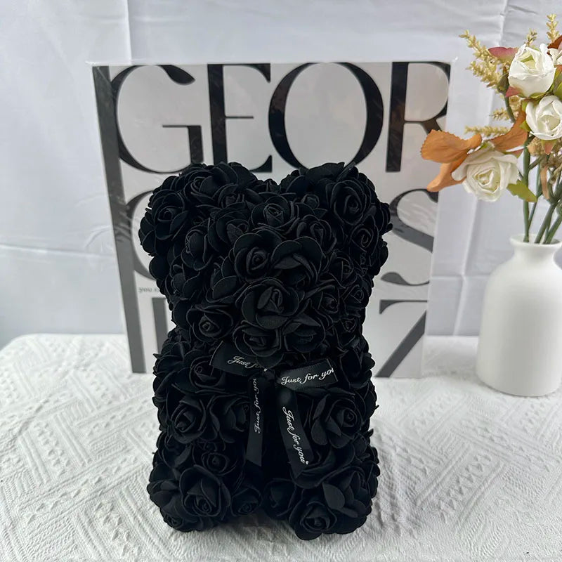 25cm rose bear artificial flower teddy bear female girlfriend gift love flower Valentine's Day anniversary birthday decoration
