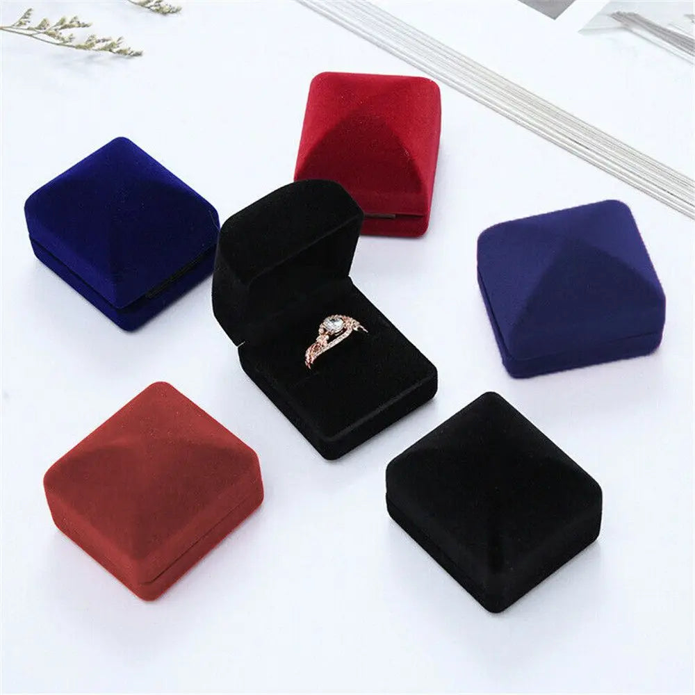 Engagement Black Velvet Ring Box Jewelry Display Storage Foldable Case For Wedding Ring Valentine's Day Gift Organizer