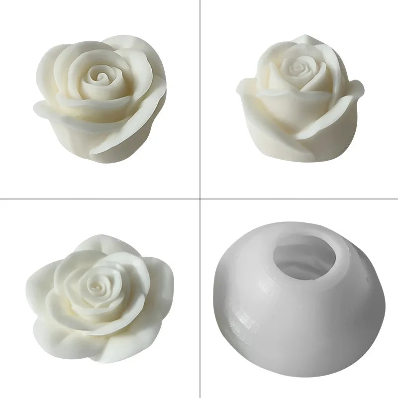 New Flowers Silicone Candle Molds 3D Rose Peony Flower Aromatherapy Plaster Soap Chocolate Cake Baking Mold Valentine's Day Gift