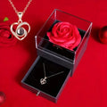 1pc Love Pendant Necklace, Artificial Rose Gift Box Set, for Mother'S Day, Valentine'S Day, Wife, Daughter, Grandmother