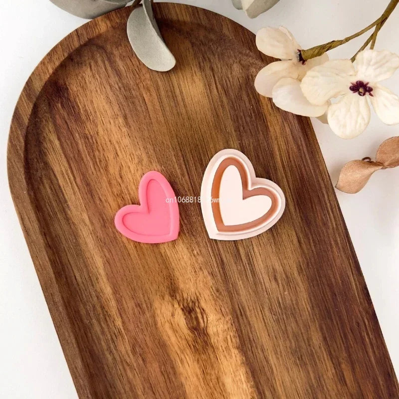 Love Heart Polymer Clay Cutters Valentine's Day Sweet Series Heart Shape Soft Pottery Clay Molds Earrings Jewelry Cutting Tools