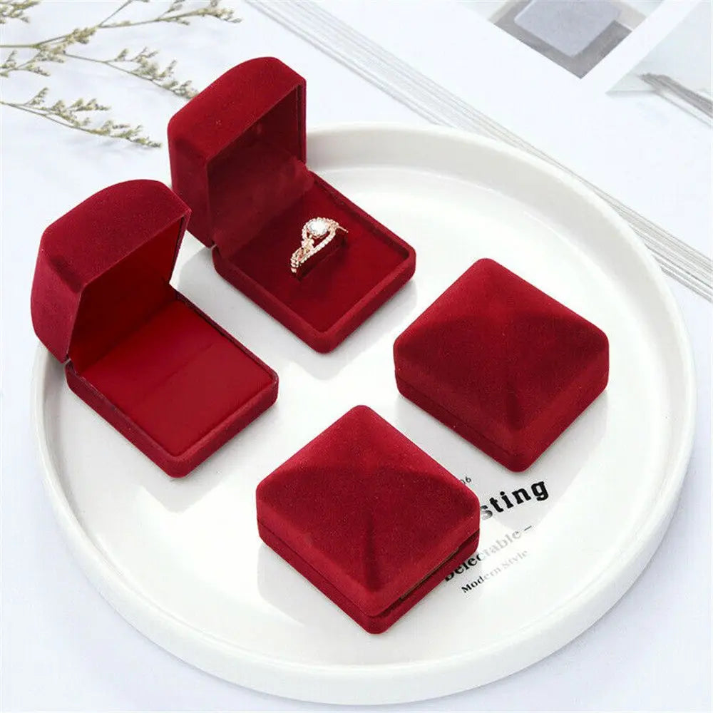 Engagement Black Velvet Ring Box Jewelry Display Storage Foldable Case For Wedding Ring Valentine's Day Gift Organizer