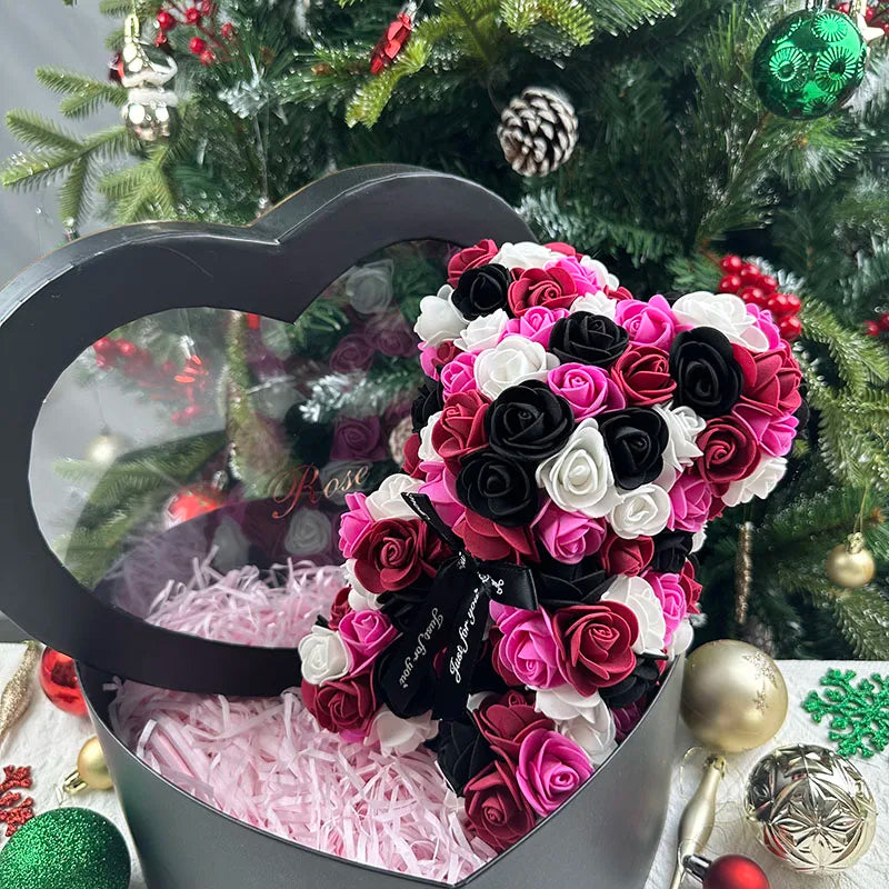 25cm rose bear artificial flower teddy bear female girlfriend gift love flower Valentine's Day anniversary birthday decoration